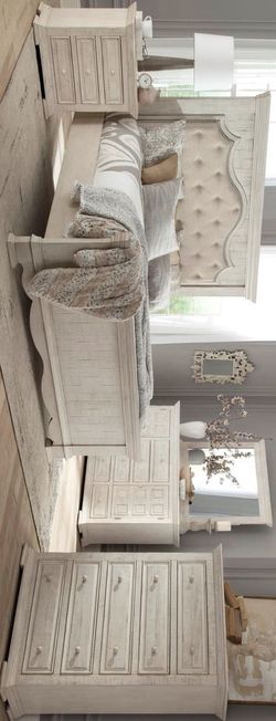 Estelle White Upholstered Panel Queen and King Bedroom Set