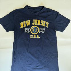 Mens New Jersey Navy Blue  Cotton Tee Shirt Size Small 