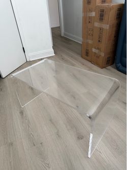 32inch Premium Clear Acrylic Rectangle Coffee Table for Living Room,Mid Century Transparent Waterfall Lowtea Table, Middle Size Table (32"x16"x16") Ne