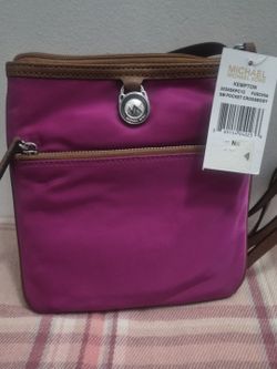 Michael Kors Fuchsia Crossbody with Brown Trim