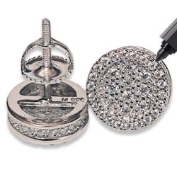 Moissanite 925 Sterling Silver Cluster Round Stud 10MM Iced Earrings 14K White Gold 5X Layered, Passes Diamonds Tester 