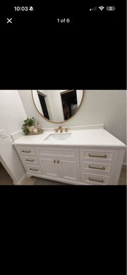 60” single sink white vanity - AS IS