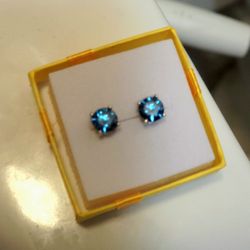 2.0CTW Moissante & 925 Sterling Silver "Royal Blue" Stud Earrings 