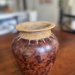 Wood and Rattan Vase