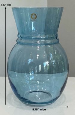 Hand Made Golden Ace Glass Blue Vase