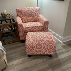 Coral Upholstered Ottoman