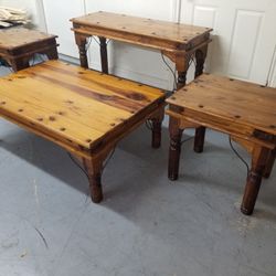 set de mesas rusticas de centro buenas condiciones 100% madera