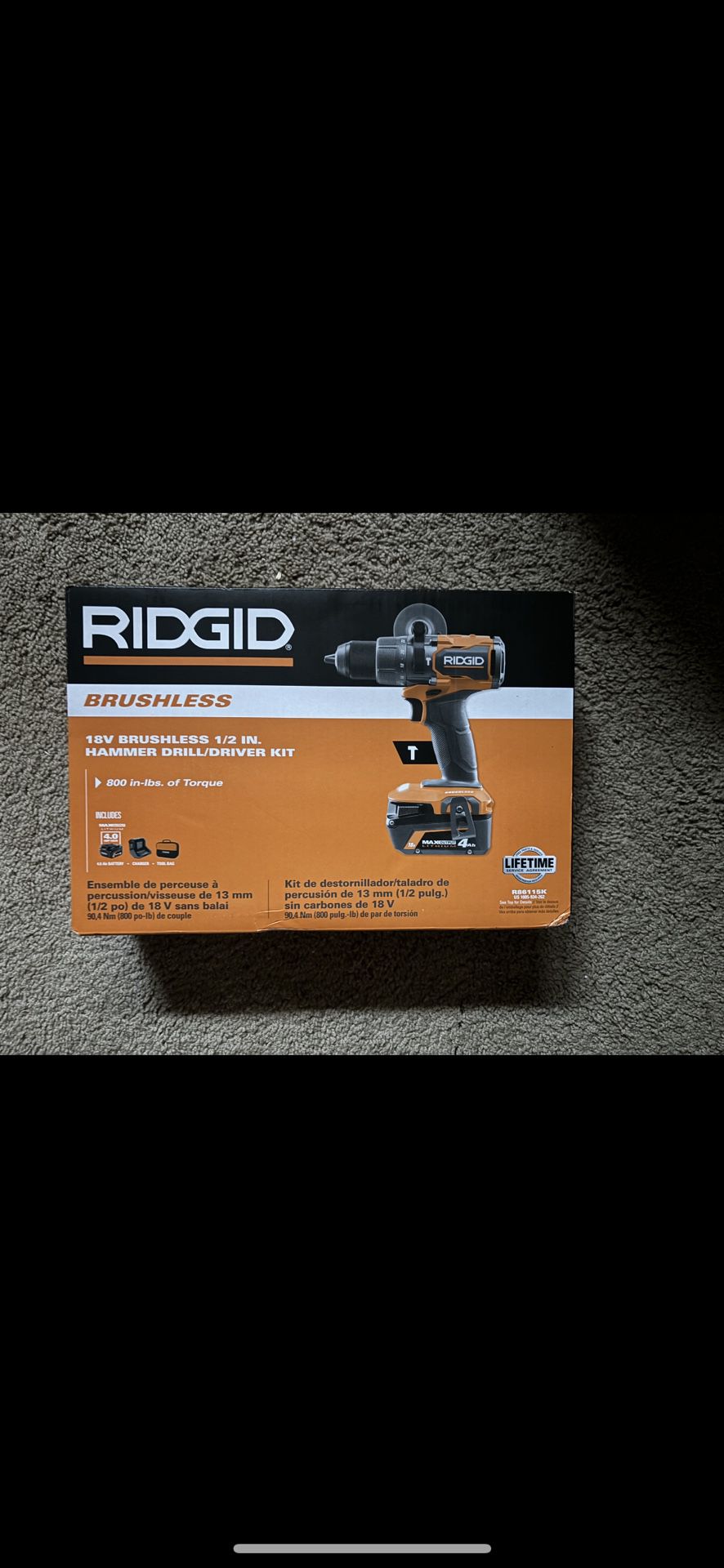 Ridgid 18V Brushless Cordless 1/2 in. Hammer Drill/Driver Kit w