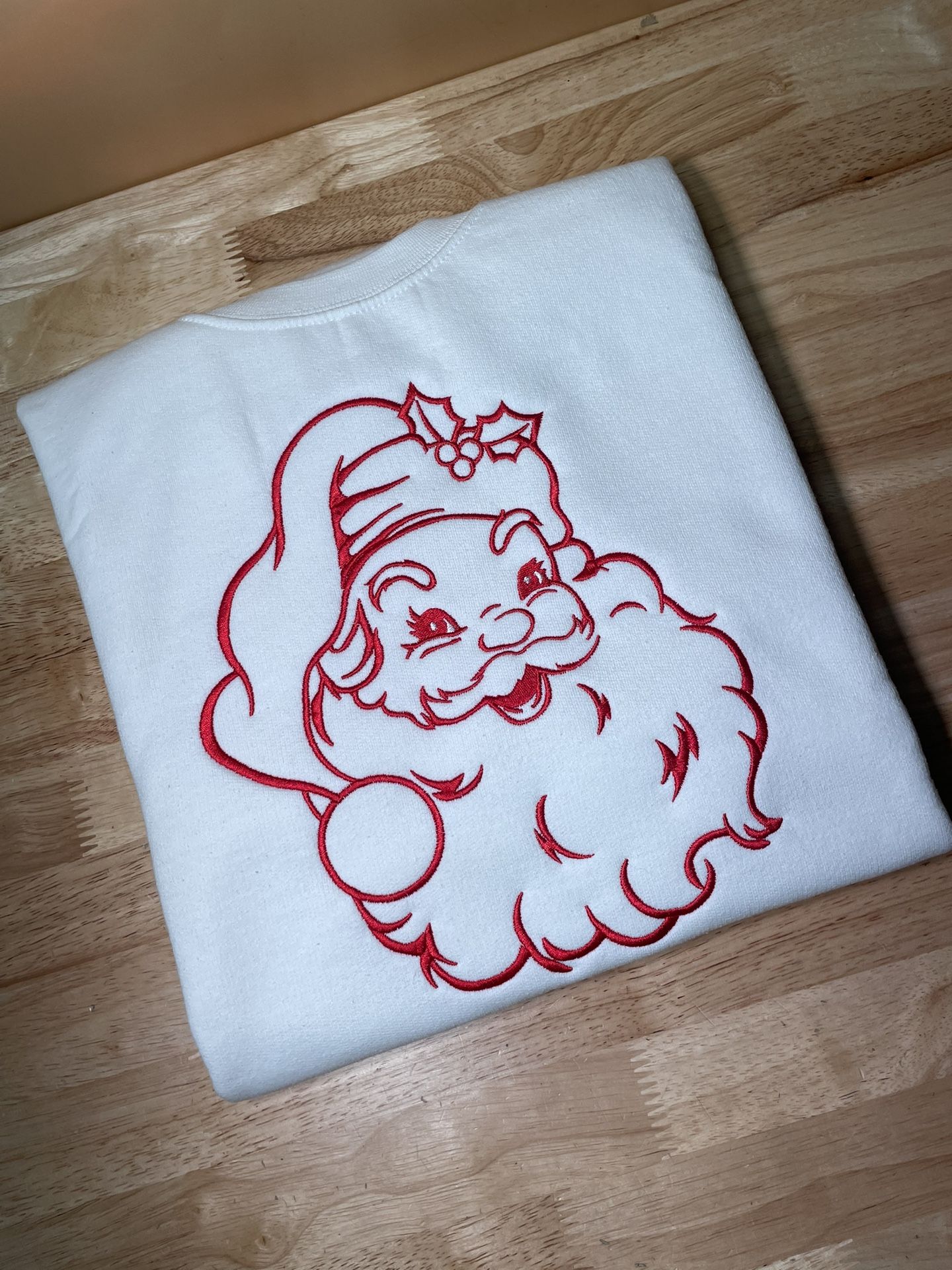 Santa Face Christmas Embroidered Sweatshirt
