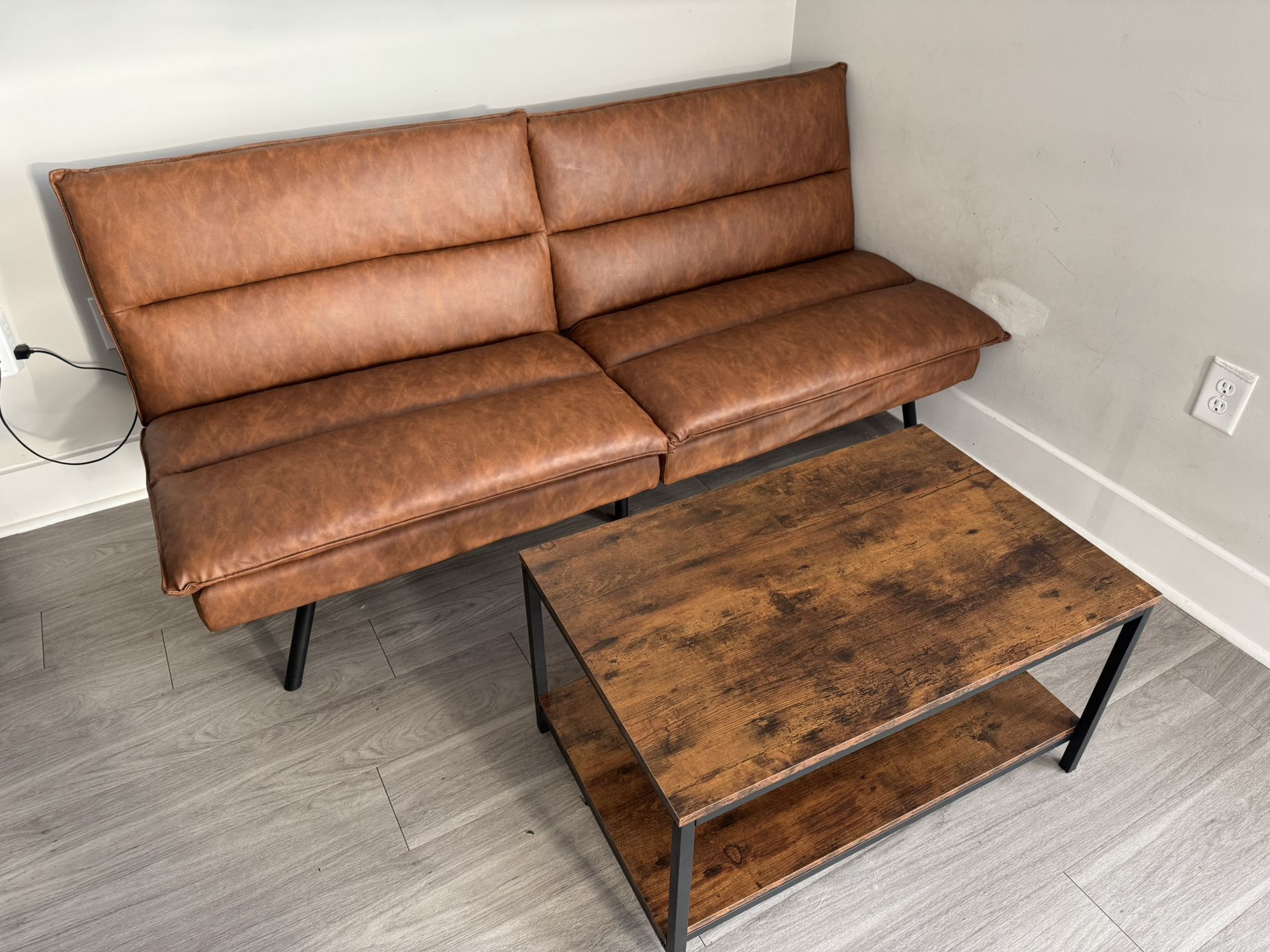 Futon Couch And Two Coffee Tables