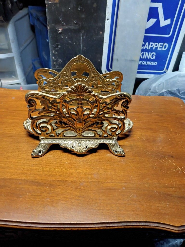 Gold Brass Vintage Letter Holder