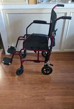 Freedom Transport Wheelchair Red Folding