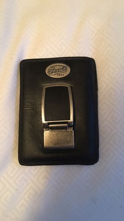Black leather Fossil money clip wallet