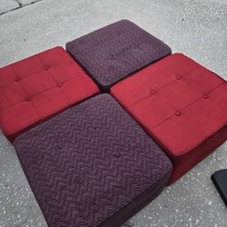 Set of 4 Cubed Ottoman Younger Furniture, Inc 16" Height Crimson Red and Burgundy