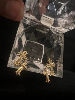 Real Gold plated cross earrings