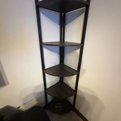 Corner Shelf Unit With 5 Wooden Shelves 