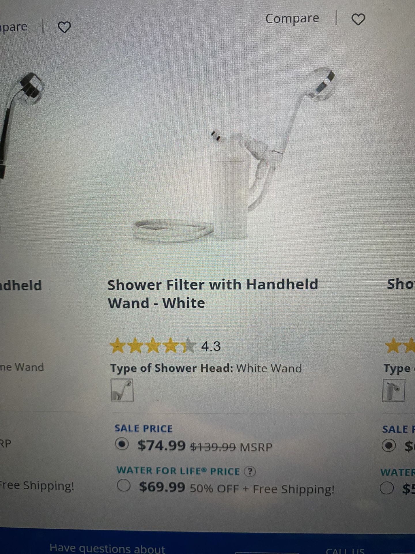 Aquasana Shower filter with handheld wand