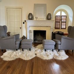 Set Of Two Sofa Chairs, And Two Ottomans