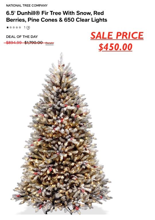 National Tree DUF-300-65 6.5 ft. Dunhill Fir Tree with 650 Clear Lights