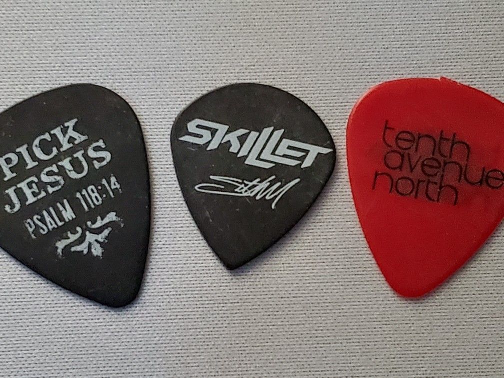 Great Condition, Skillet Autographed Guitar pick,and others