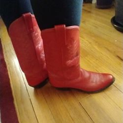 Red Leather Women's Cowboy Boots