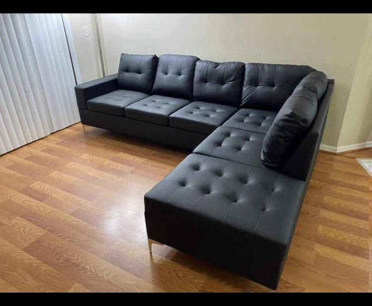 Black Sectional Sofa New Modern Leather Couch