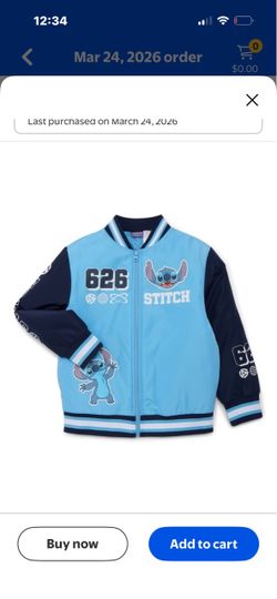 New size 4/5 Disney Stitch  Kids Varsity Bomber Jacket