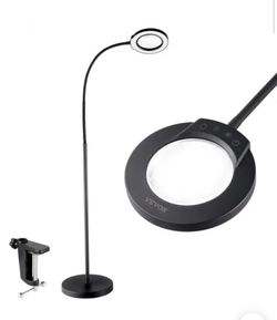 VEVOR 5X Floor Magnifying Glass with Light and Stand Flexible Gooseneck LED