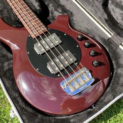 Ernie Ball Musicman USA  Bongo 4HH Electric Bass Guitar W/ Hardcase Rare Oxblood 