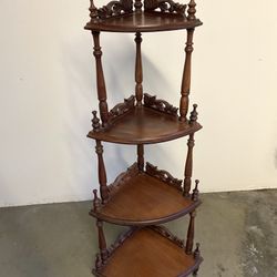 Hand Carved Mahogany Corner Display Shelf