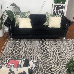 Beautiful Black Velvet Sofa 
