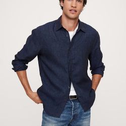 Banana Republic 100% Linen Shirt | Standard Fit | Men's XXL TALL | Navy