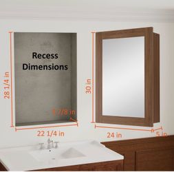 Recessed Medicine Cabinet with Mirror 24x30