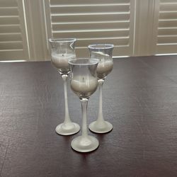 Partylite Iced Crystal Trio Candle Holders