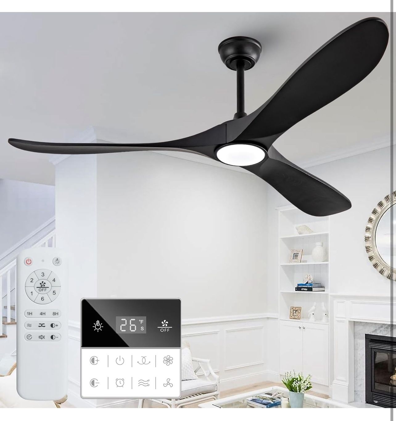 60 Inch Black Ceiling Fans with Lights
