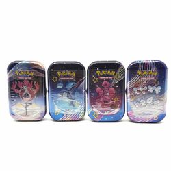 Pokemon Paldean Fates Flamigo, Finizen, Tinkatink, Maushold Mini Tin