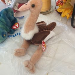 Stretch The Ostrich Beanie Baby Rare Excellent Condition Retired With Tag Errors 