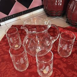 Princess House Mini Set de Jarrita Y 4  Vasitos de Cristal YSon Nuevos no caja 🌼 Precio Firme Gracias 🌼