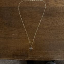 Gold Fígaro Chain And Cross Pendant - CHECK DESCRIPTION 