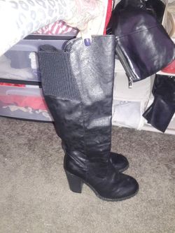 Black Leather high heel boots