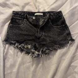 PacSun Frayed Ripped High Waisted Denim Festival Shorts