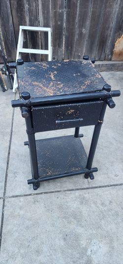 Wood Wicker side table or entry stand etc