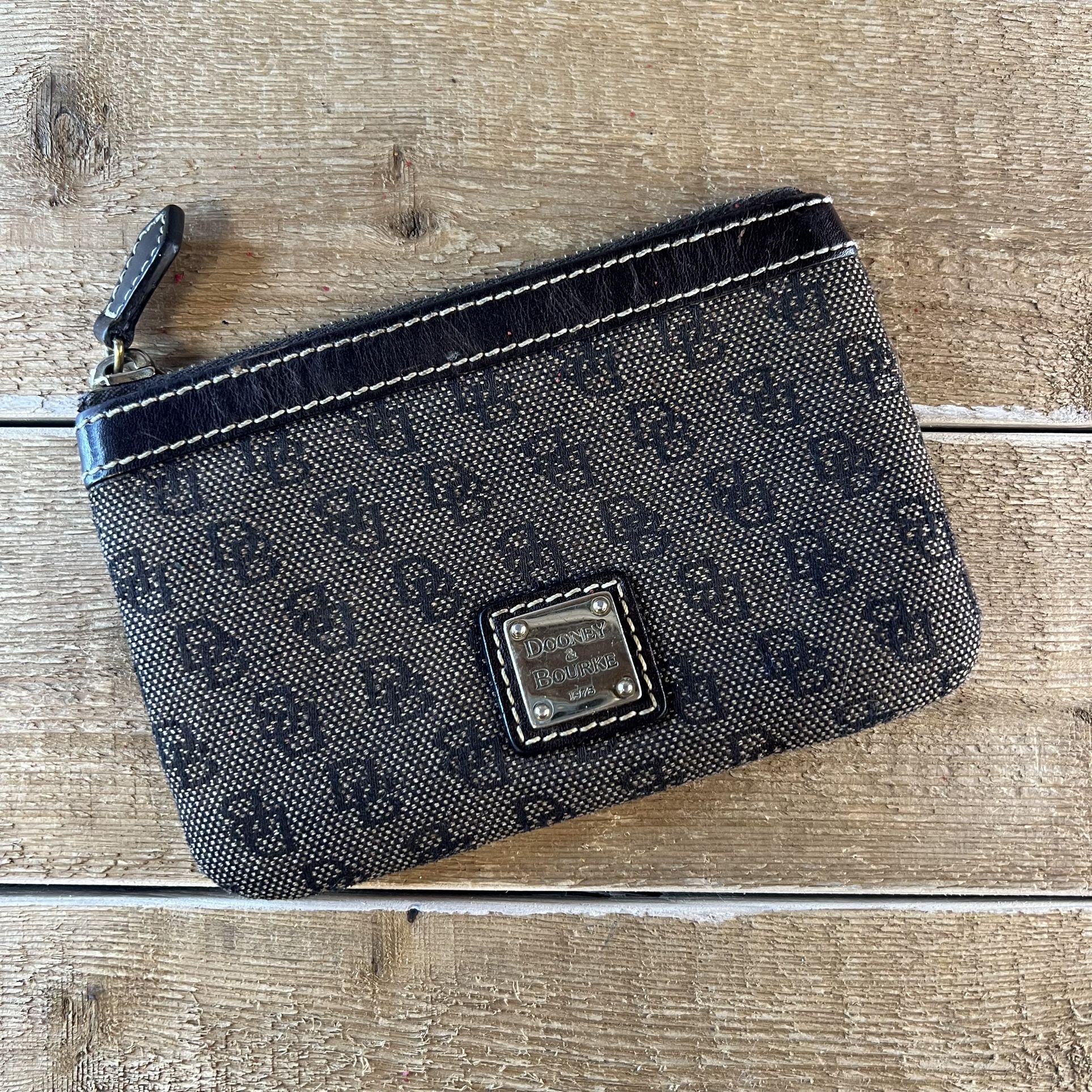 Dooney & Bourke Dark Brown DB Logo Small Zip Coin Pouch