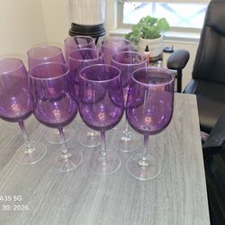 Set Of 8 Purple Wine Glasses