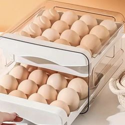 1pc Double Layer Refrigerator Egg Storage Box - Leakproof, Multifunctional, Shockproof, Anti-breakage - Great For Egg Storage And Organization - Washa