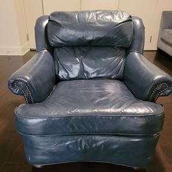 Super Comfy Armchair Leather Blue