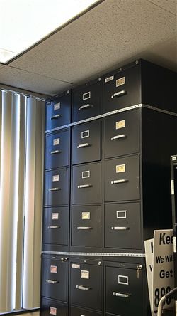 Black Metal 4-Drawer Filing Cabinets