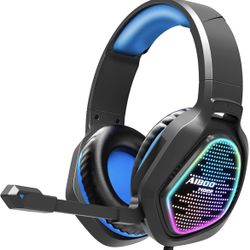 New Sealed Gaming Headset with Mic, PS4 Headset with Noise Canceling, Stereo Surround Sound, RGB Light, Comfort Earmuffs, Over-Ear Headphones 