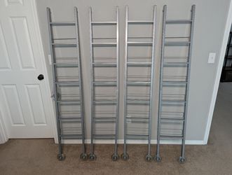 Metal Wheeled Ladder Shelves (4 units) - DVDs, CDs, Video Games