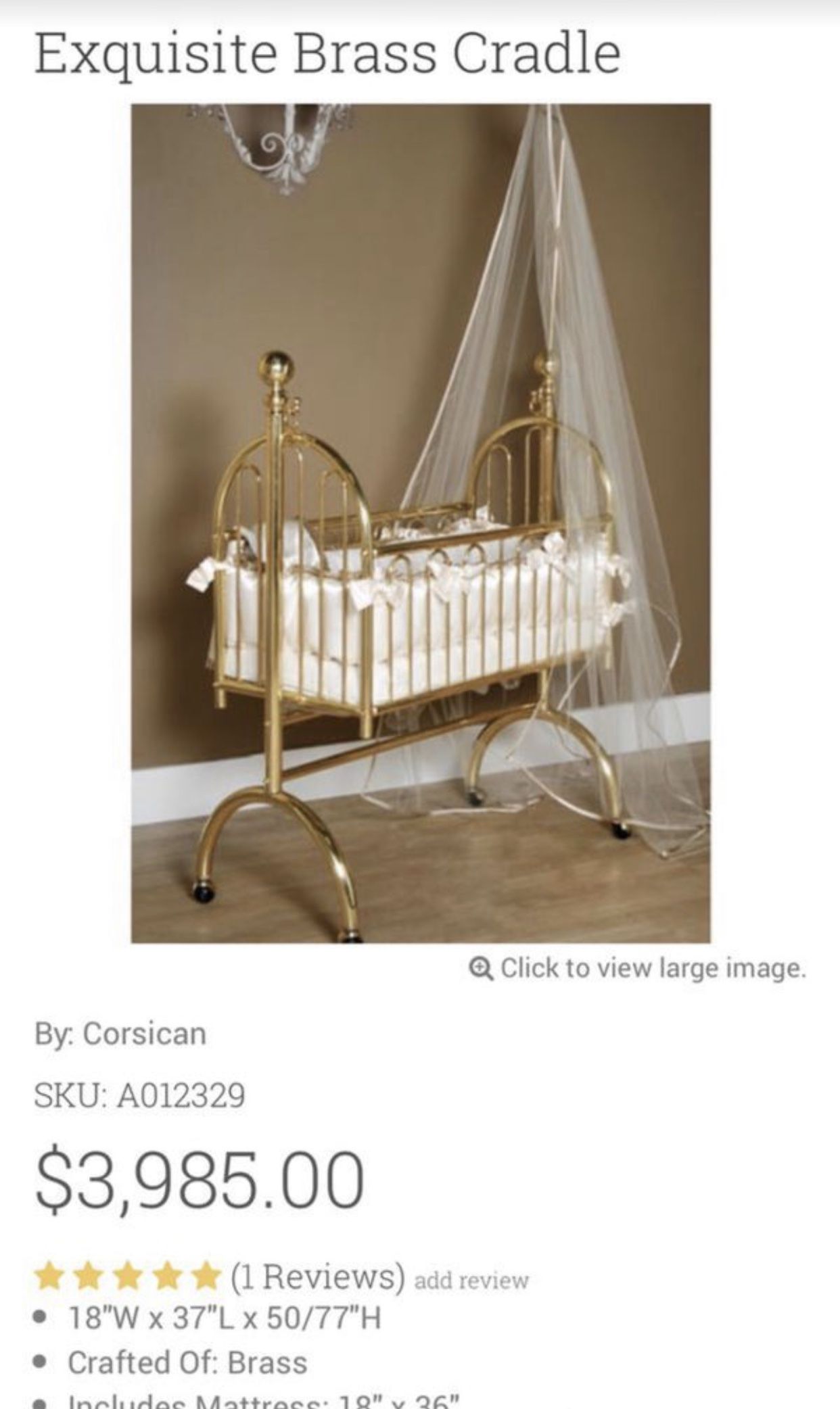 Luxury Rocking Cradle Including Original Bedding & Mattress